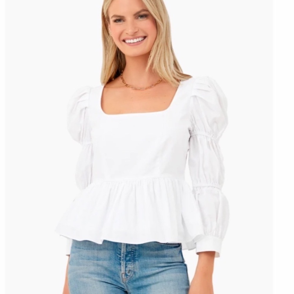 Hyacinth House by Tuckernuck Clemons‎ long-sleeve puff blouse White Size Medium